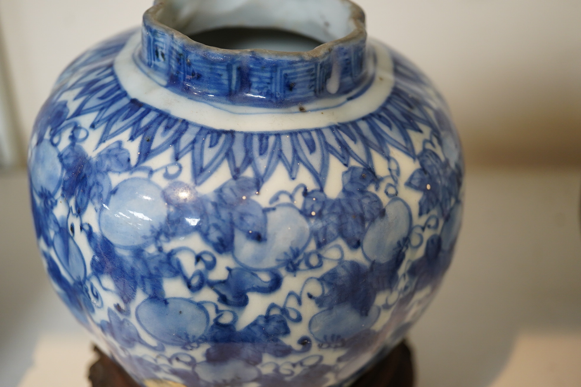 A Chinese blue and white ‘squirrel and vine’ melon-shaped jar, Wanli period (1572-1620)